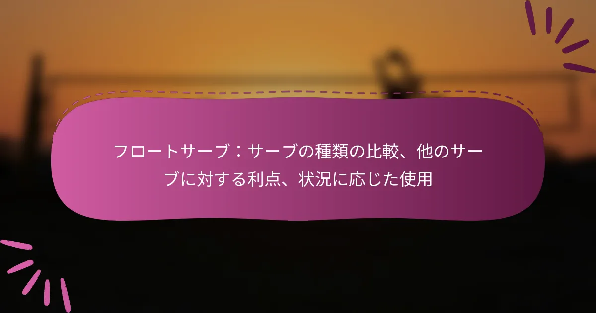フロートサーブ：サーブの種類の比較、他のサーブに対する利点、状況に応じた使用